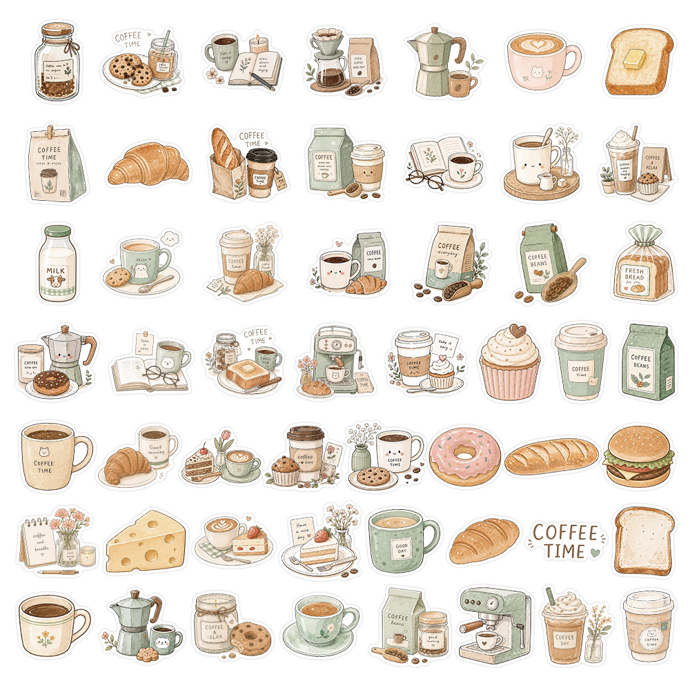50-100 PCS Coffee Time Sticker - Coffee Tea Journal review and price