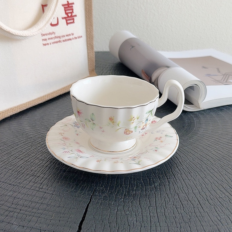 Gold-drawing Floral Print Coff - Coffee Tea Drawing review and price