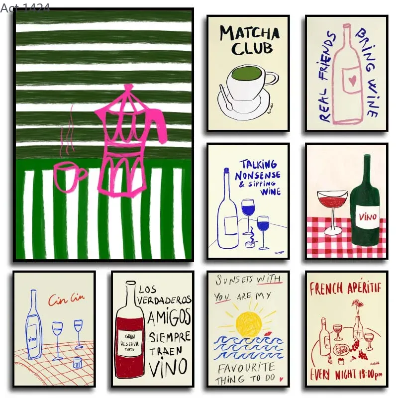 Modern Colorful Drawings Abstr - Coffee Tea Drawing review and price