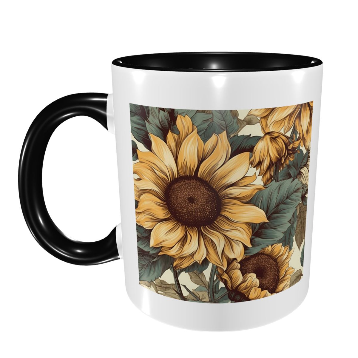 Golden Sunflower Cluster Vinta - Coffee Tea Drawing review and price