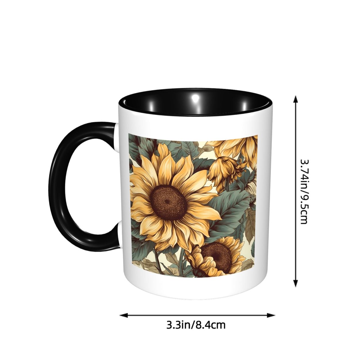 Golden Sunflower Cluster Vinta - Coffee Tea Drawing review and price